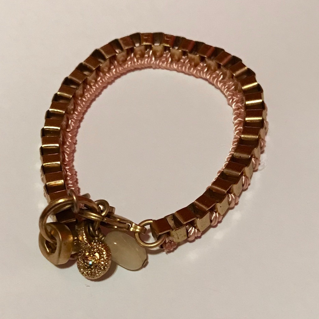 Brooks Brothers Gold Woven Pink Bracelet 20$